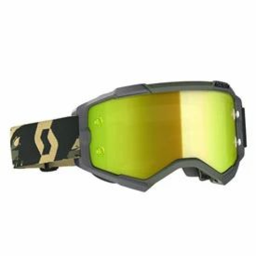 Goggles * | Scott Fury Military Special Edition Goggle Camo Kahki Frame/Yellow Chrome Works Lens