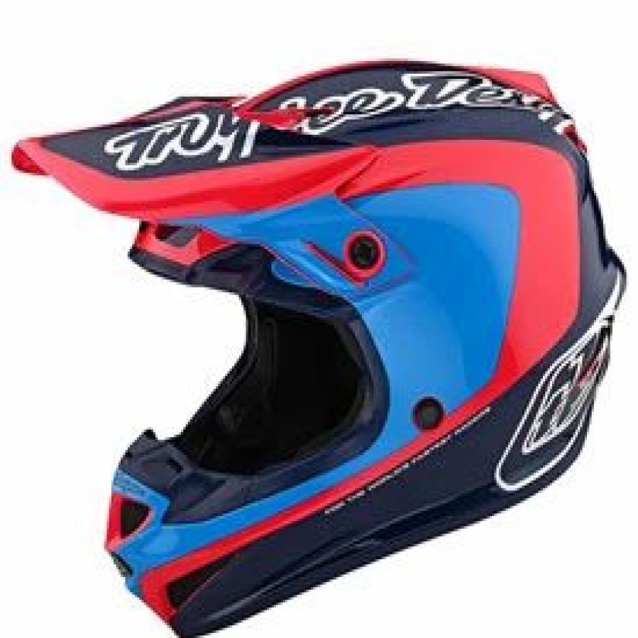 Helmets * | Troy-Lee Troy Lee Youth Se4 Corsa Mips Helmet Navy/Cyan (Closeout)