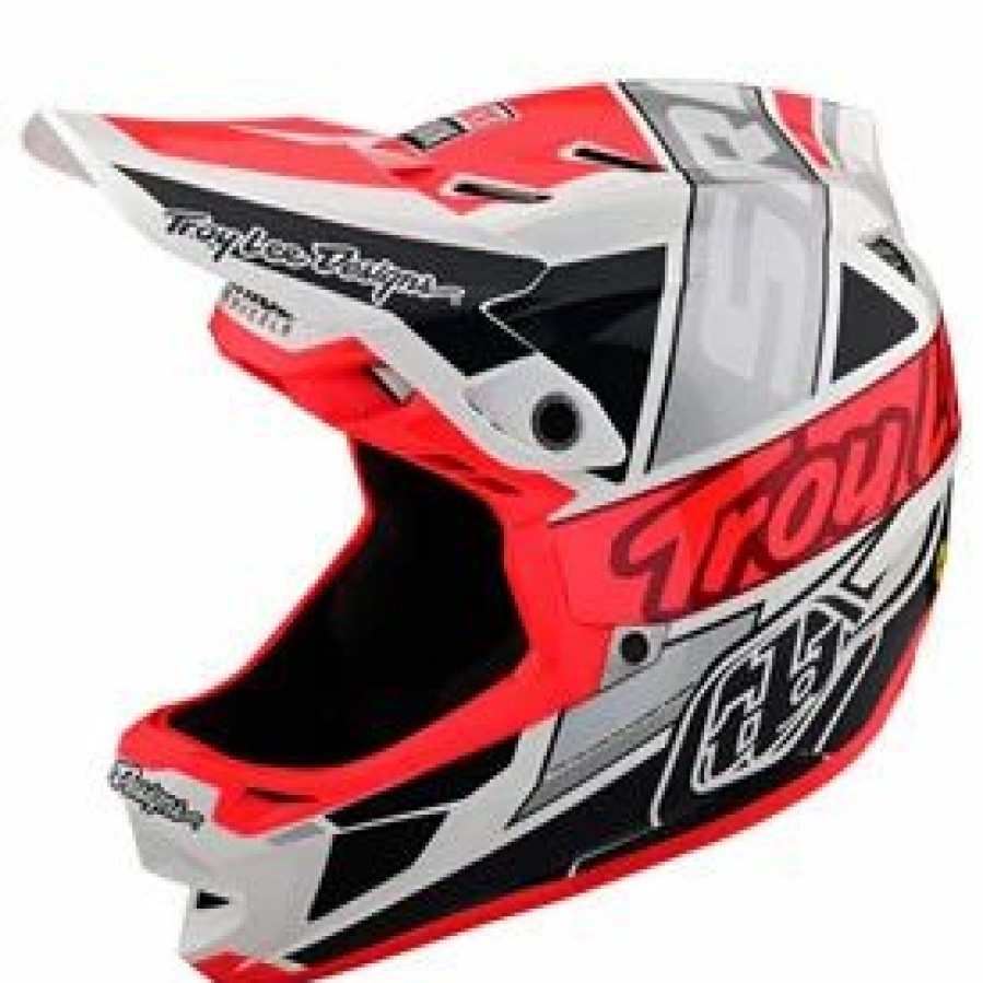 Helmets * | Troy-Lee Troy Lee D4 Team Sram Composite Mips Mtb Helmet White/Glo Red (Closeout)