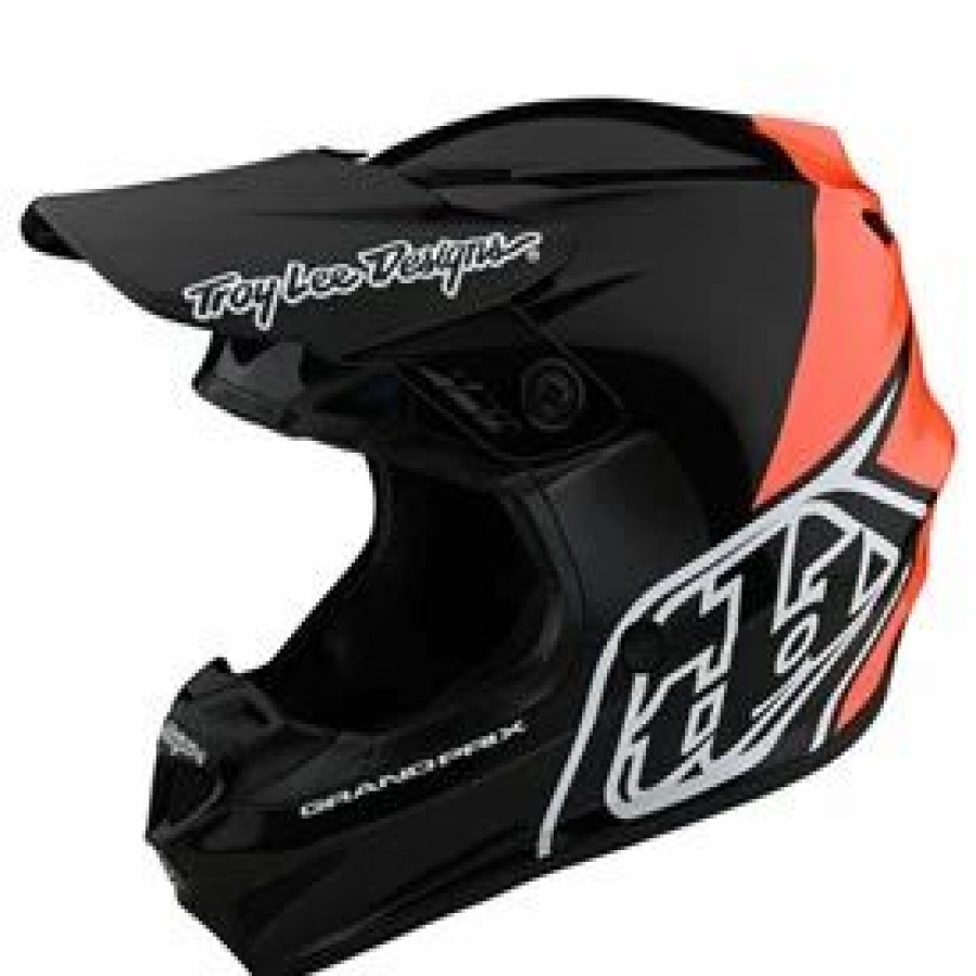 Helmets * | Troy-Lee Troy Lee Youth Gp Block Helmet Medium Black/Orange