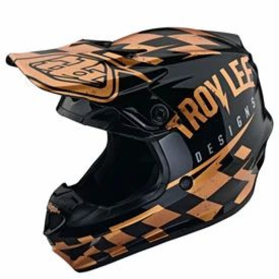 Helmets * | Troy-Lee Troy Lee Youth Se4 Race Shop Mips Helmet Black/Gold