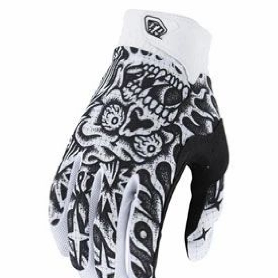 Gloves * | Troy-Lee Troy Lee Air Skull Demon Gloves Xx-Large White/Black