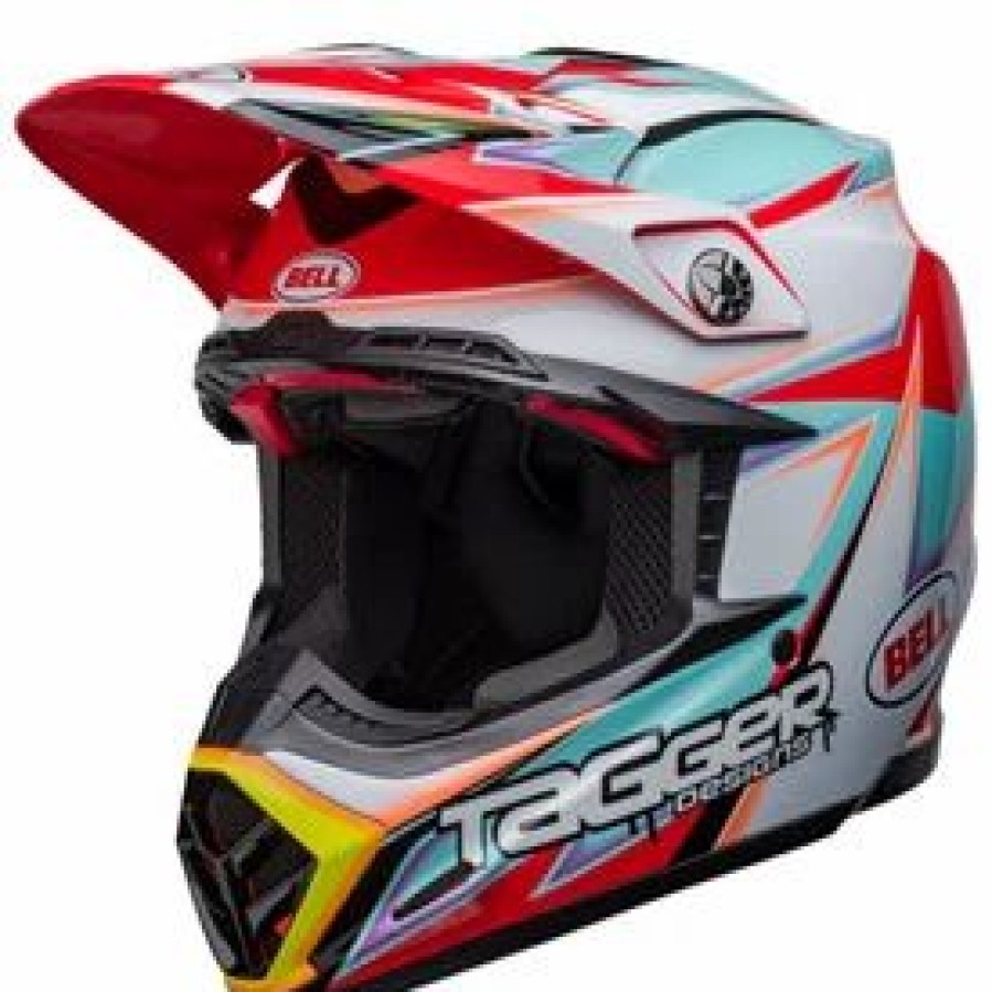 Helmets * | Bell Moto-9S Flex Tagger Edge Helmet White/Aqua