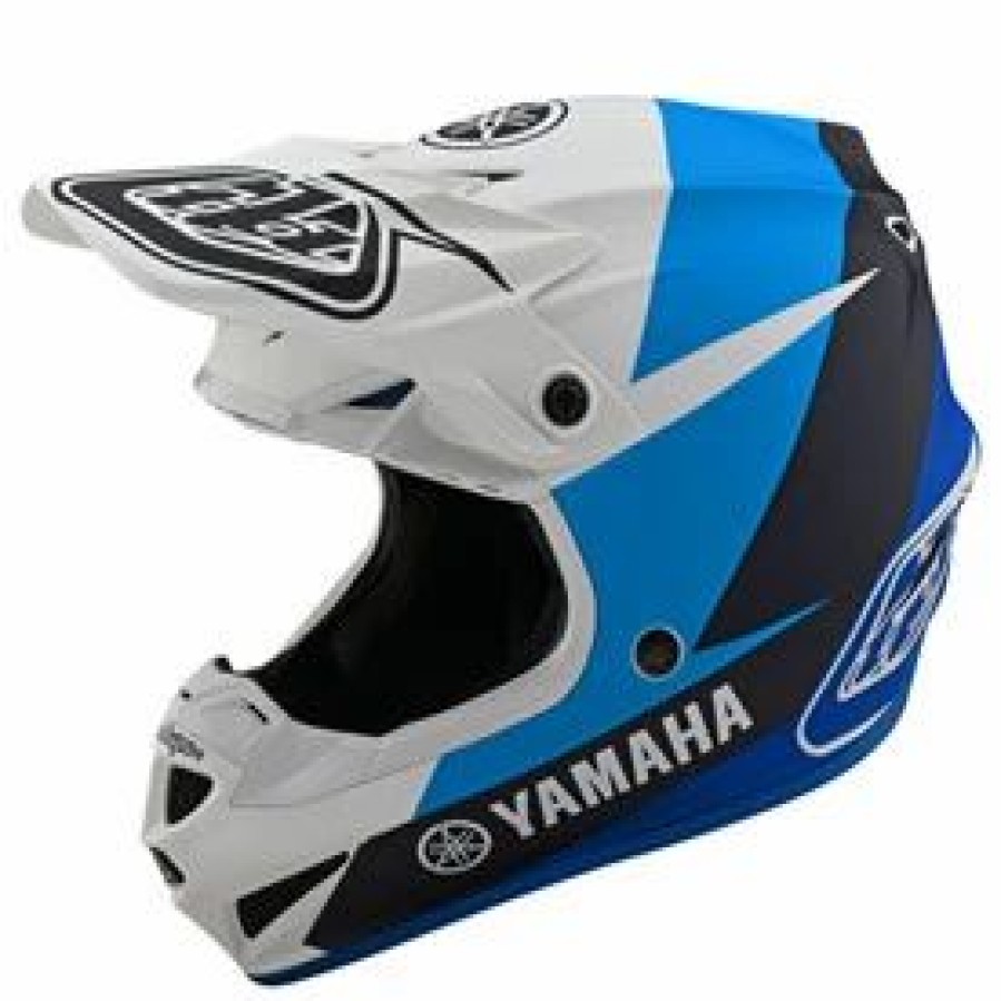 Helmets * | Troy-Lee Troy Lee Youth Se4 Yamaha Mips Helmet White/Blue (Closeout)