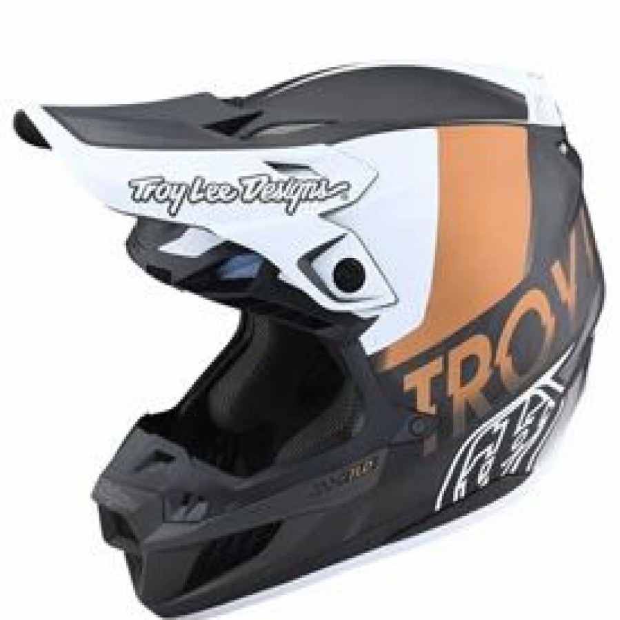 Helmets * | Troy-Lee Troy Lee Se5 Qualifier Carbon Mips Helmet White/Bronze