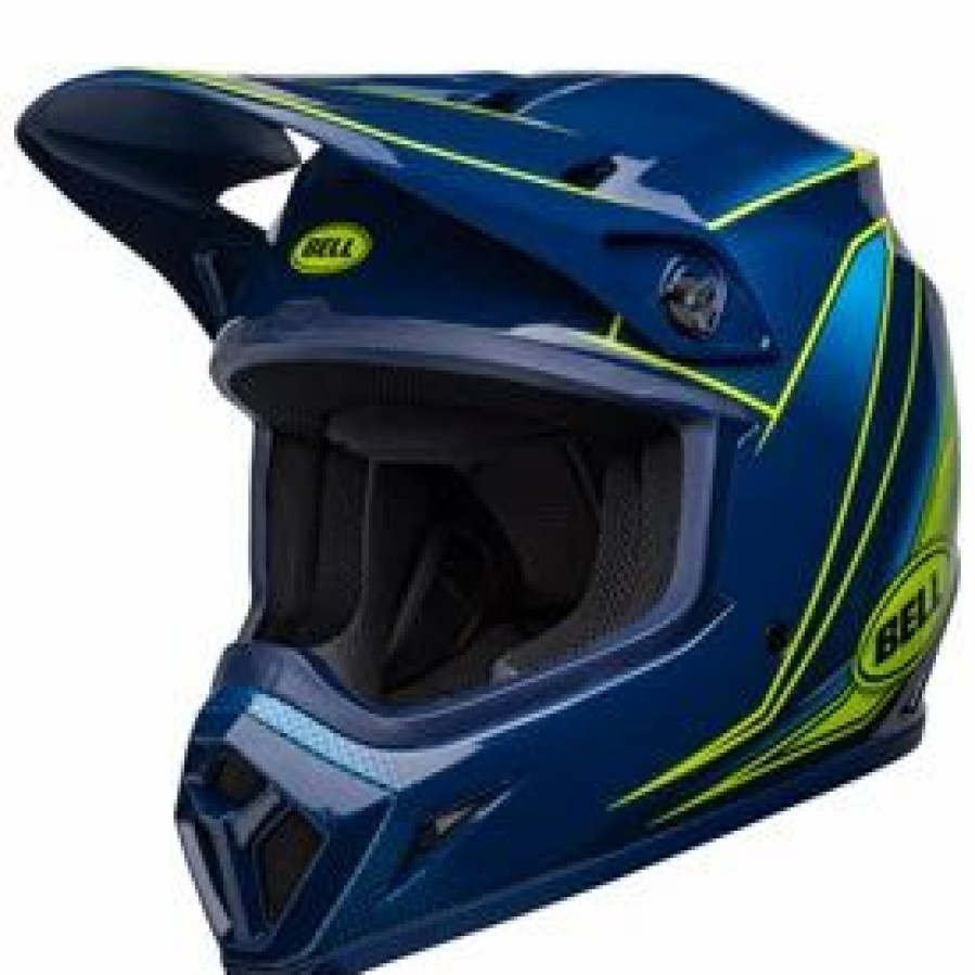 Helmets * | Bell Mx-9 Zone Mips Helmet Gloss Navy/Retina