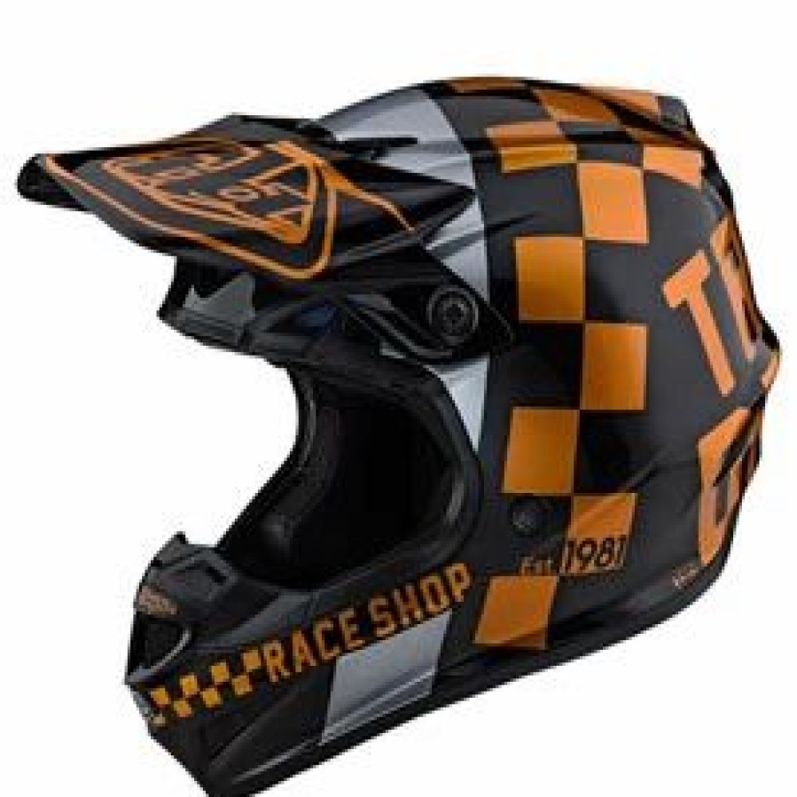 Helmets * | Troy-Lee Troy Lee Se4 Checker Mips Helmet Black/Gold (Closeout)