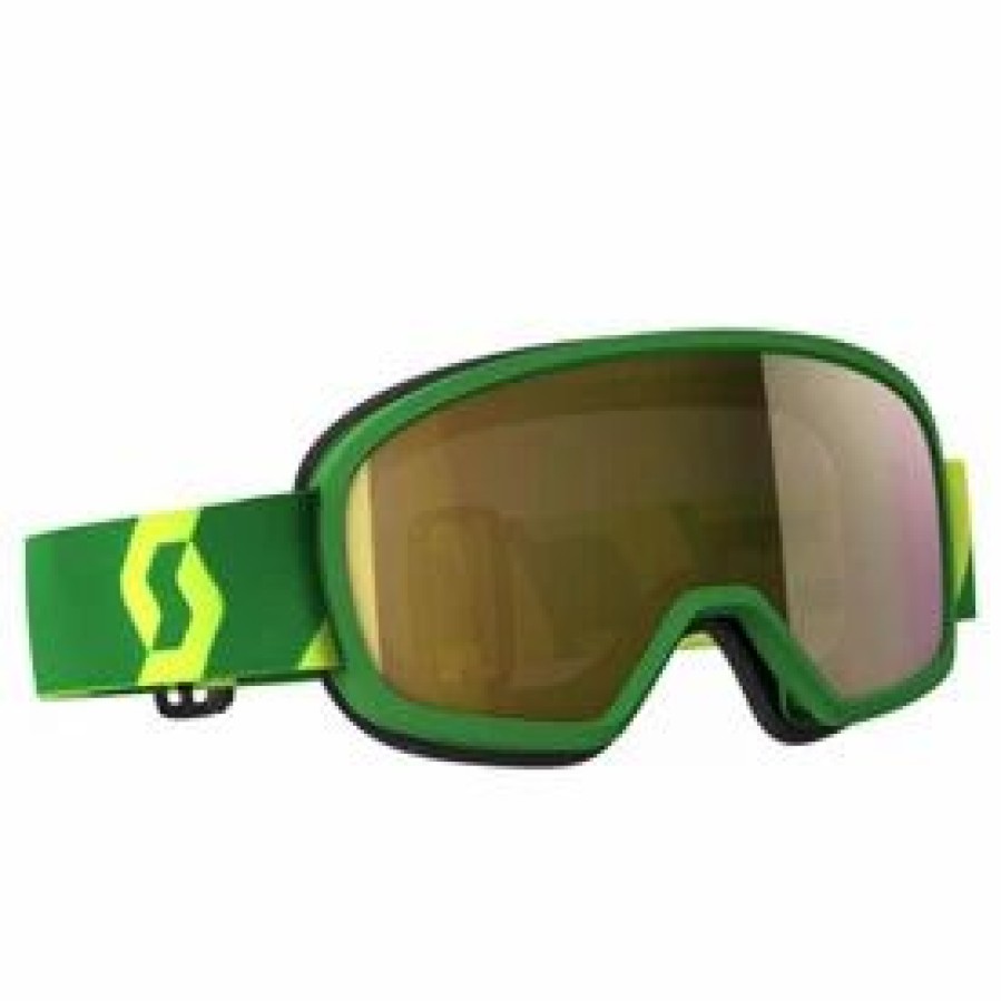 Goggles * | Scott Youth Buzz Pro Goggle Green-Yellow Frame/Gold Chrome Works Lens