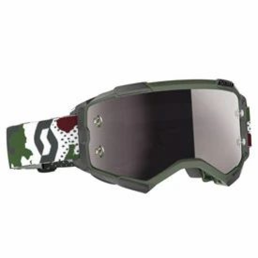 Goggles * | Scott Fury Camo Edition Goggle Green-White Frame/Silver Chrome Lens