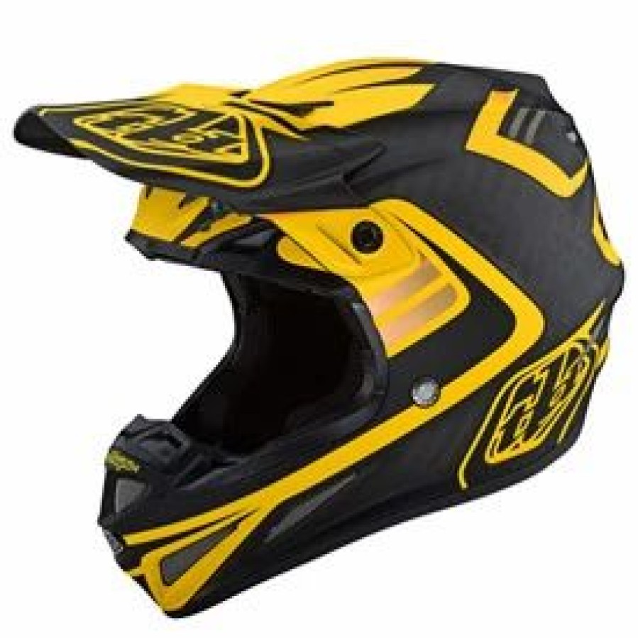 Helmets * | Troy-Lee Troy Lee Se4 Flash Carbon Mips Helmet Black/Yellow (Closeout)