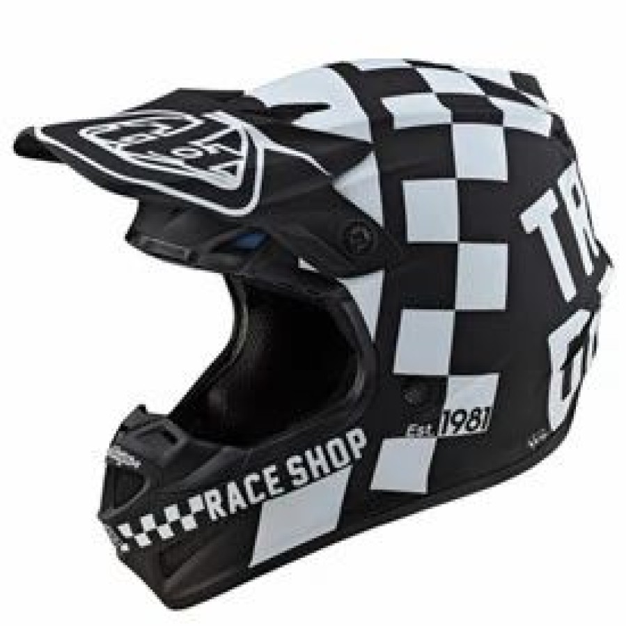 Helmets * | Troy-Lee Troy Lee Youth Se4 Checker Mips Helmet Medium Black/White Black/White (Closeout)